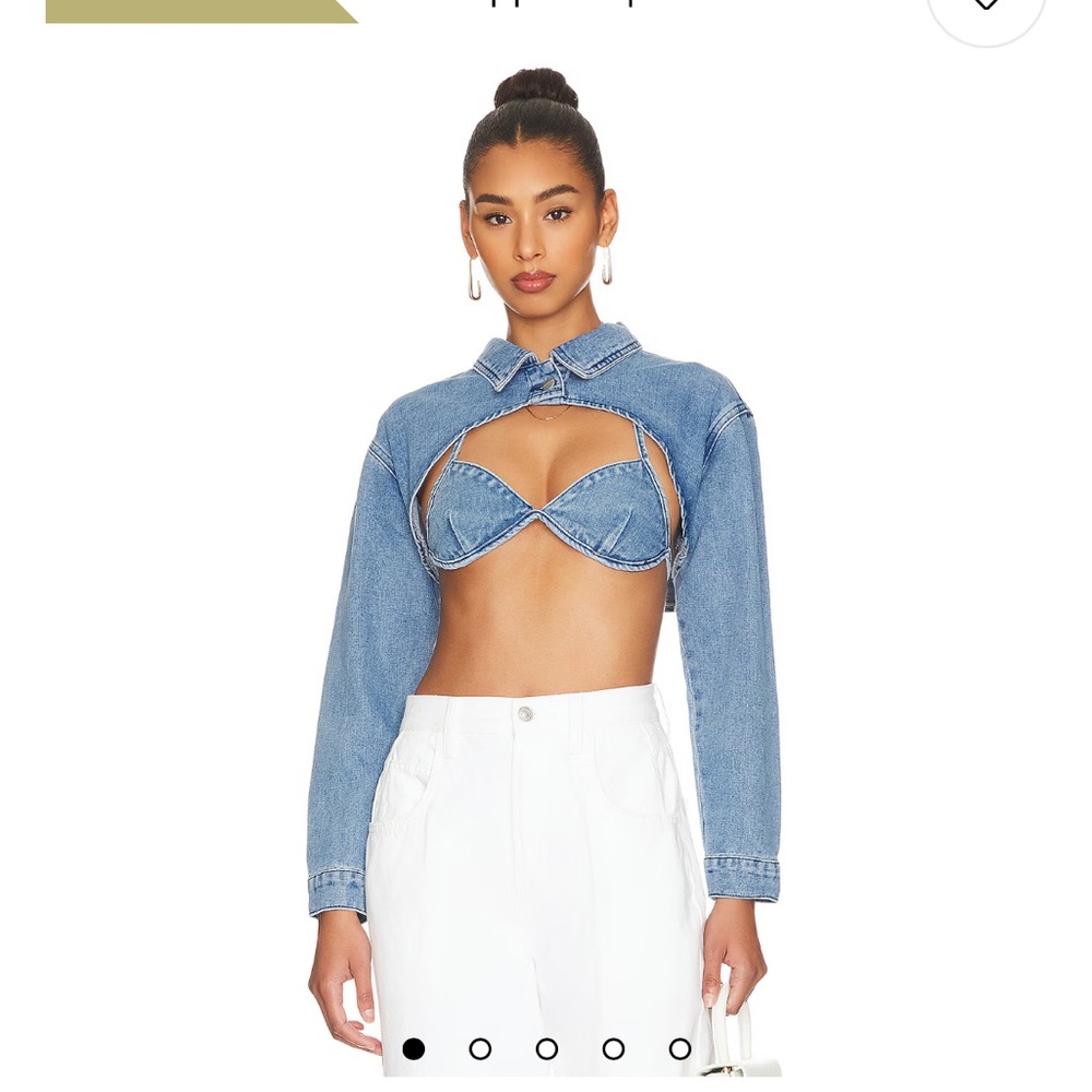 Demi crop jacket set in blue wash superdown